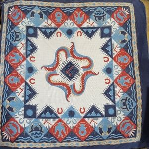 Vintage 90s Wamcraft scarf bandana muted red, blue and tan